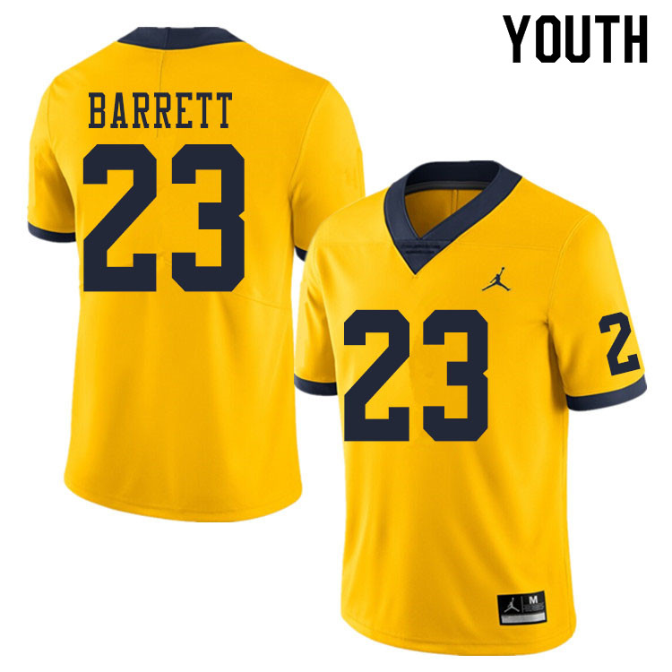 Youth #23 Michael Barrett Michigan Wolverines College Football Jerseys Sale-Yellow